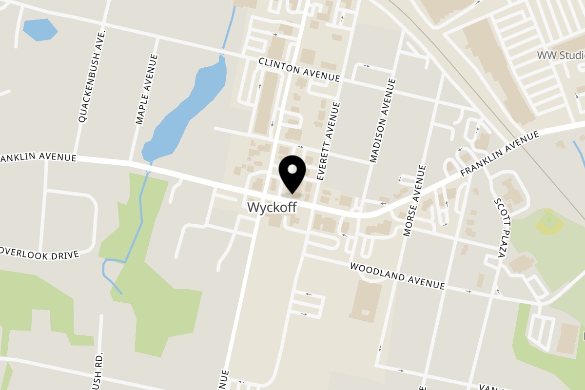 Map showing the location of La Cambusa on 393 Franklin Ave in Wyckoff